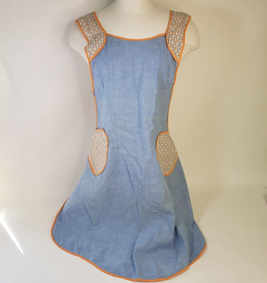 Vintage 50s Full Apron Blue Farmhouse Handmade 2 Pockets M/L Granny | eBay US