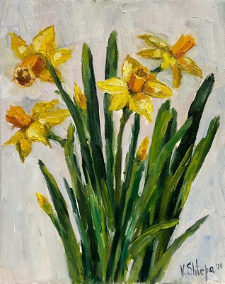 DAFFODILS Bouquet Flowers Original Oil Painting Art By Ukraine Artist Signed  | eBay | eBay US