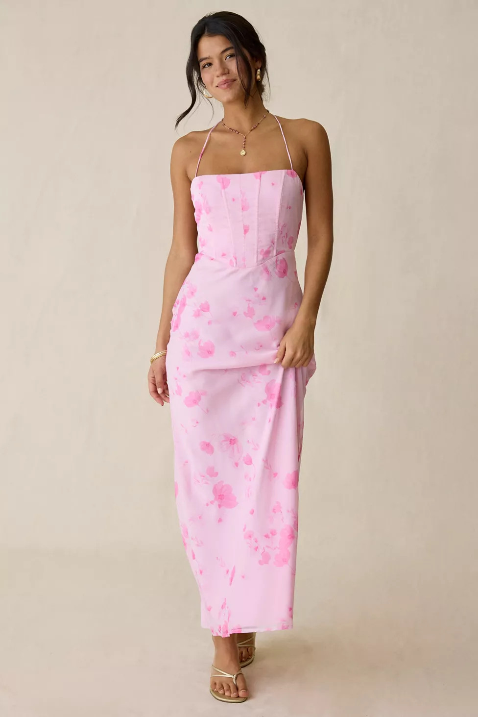 Kiss The Sky Ingrid Open Tie-Back Corset Maxi Dress | Urban Outfitters (US and RoW)