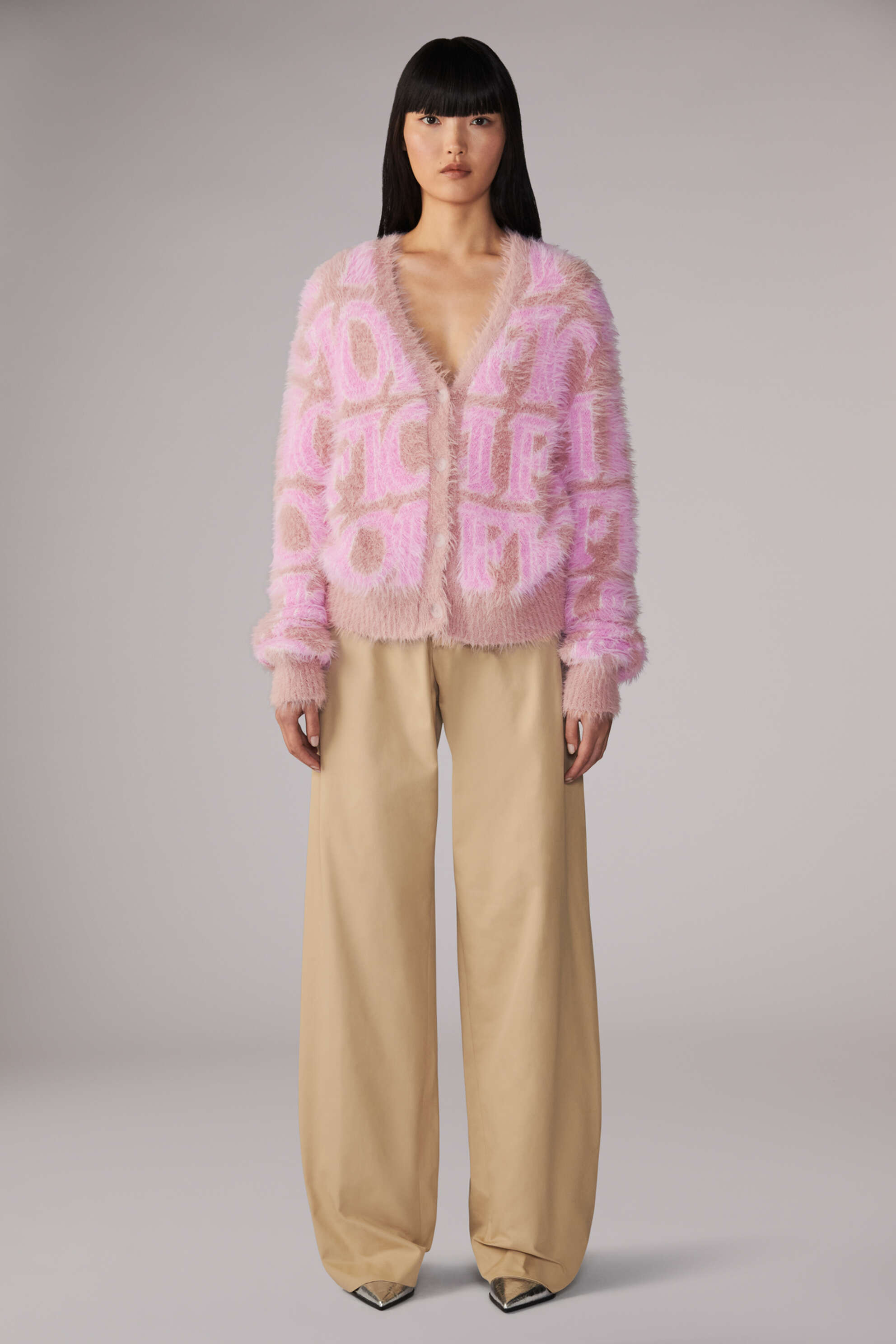 Monogram Logo Knit Cardigan Pink | Fiorucci