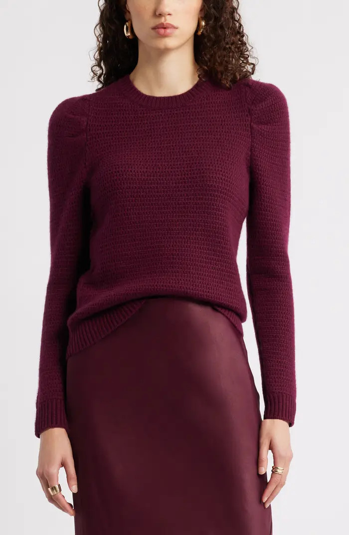 Wool & Cashmere Puff Sleeve Sweater | Nordstrom