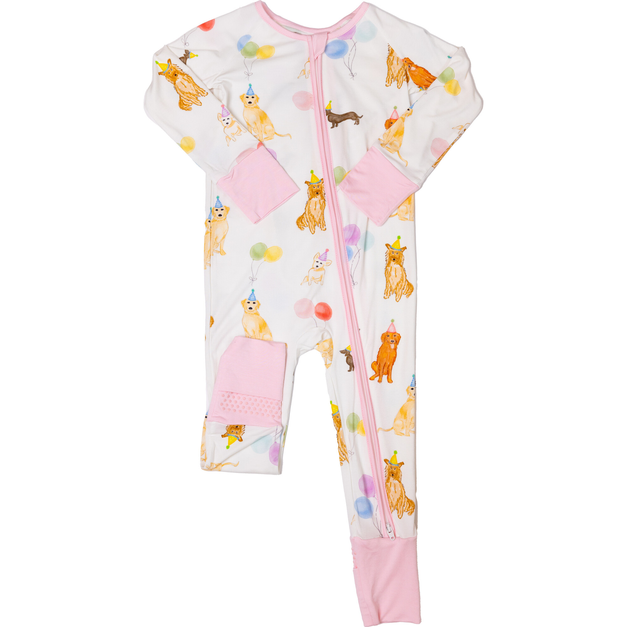 Party Dogs Sleep Romper, Pink | Maisonette
