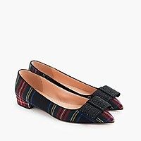 Pointed-toe flat with bow in tartan | J.Crew US