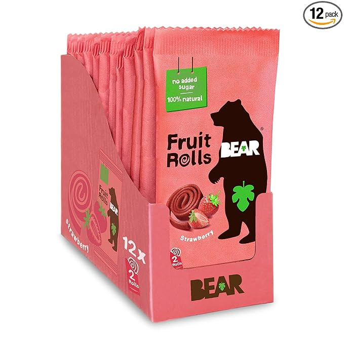 BEAR Real Fruit Snack Rolls - Gluten Free, Vegan, and Non-GMO - Strawberry – Healthy School And... | Amazon (US)