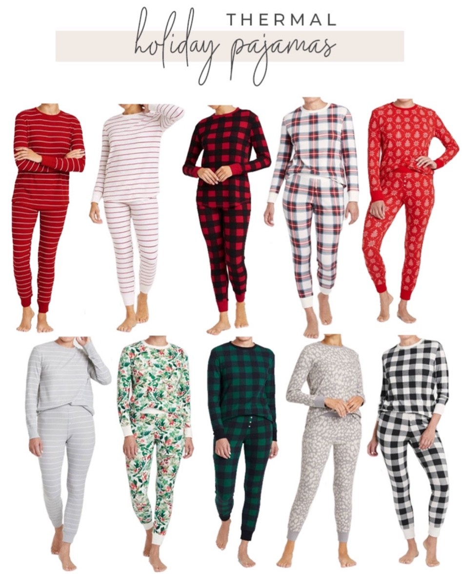 Thermal holiday pajama sets! 

#holidaypajamas #christmaspajamas 

#LTKunder50 #LTKSeasonal #LTKHoliday