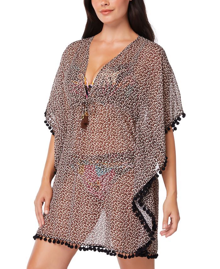 Bleu by Rod Beattie Printed Pom-Pom-Trimmed Chiffon Caftan Cover-Up & Reviews - Swimsuits & Cover... | Macys (US)