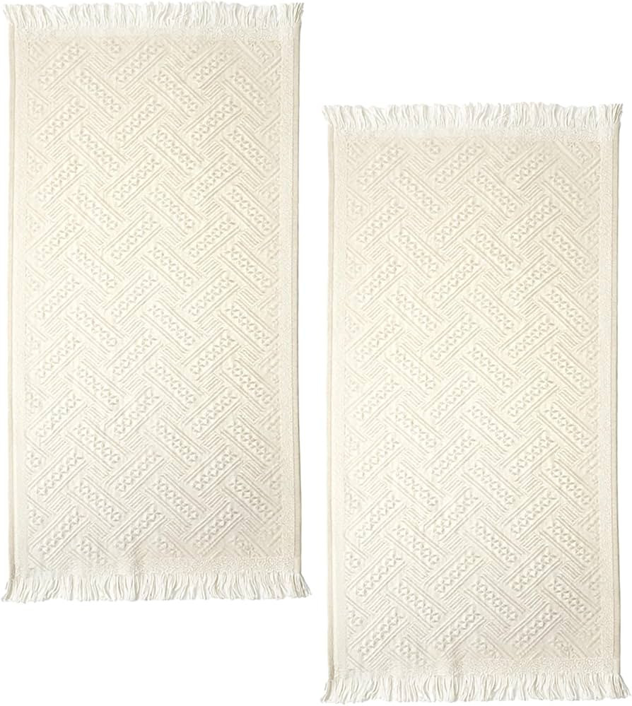 2 PCS Beige Boho Bathroom Hand Towel, 14x28 Inch Cotton Turkish Absorbent Soft Face Towels Set Lu... | Amazon (US)