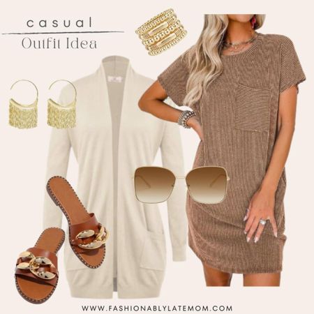 Casual outfit! 
Fashionablylatemom 
Amazon dress 
Sunglasses 
Jewelry 

#LTKshoecrush #LTKstyletip