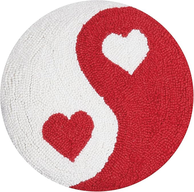 Peking Handicraft Ying and Yang Heart Round Poly Fill Hook Throw Pillow, 14-inch Diameter, Home D... | Amazon (US)