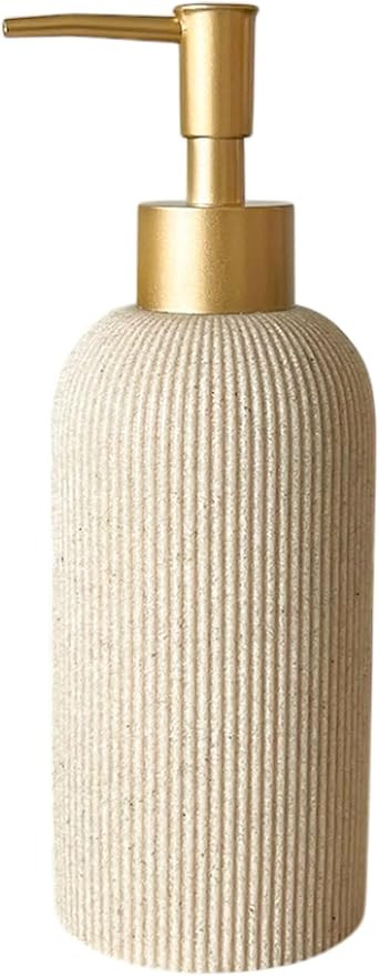 Lunestella Sand Beige Hand Soap Dispenser for Bathroom and Kitchen with Matte Gold Pump, Lotion, ... | Amazon (US)