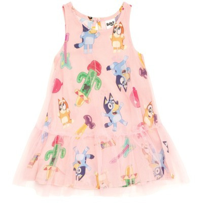 Bluey Bingo Little Girls Mesh Dress Pink 7-8 | Target