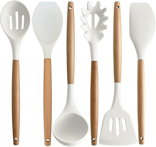 IOCBYHZ Kitchen Cooking Utensils Set 6Pcs Non-Stick Silicone Cooking Kitchen Utensil Spatula Set,... | Amazon (US)