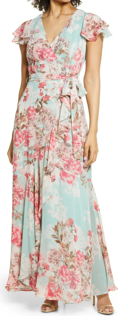 Eliza J Floral Flutter Sleeve Dress | Nordstrom | Nordstrom