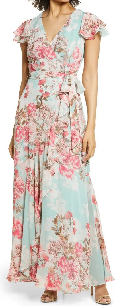 Eliza J Floral Flutter Sleeve Dress | Nordstrom | Nordstrom