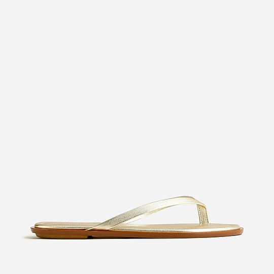 J.Crew: Sorrento Thong Sandals In Metallic Leather For Women | J. Crew US