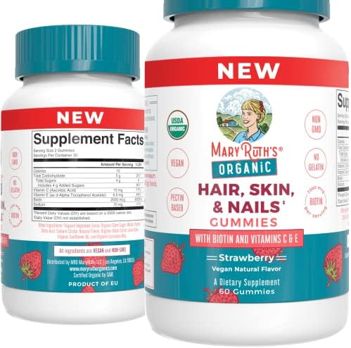 MaryRuth's Hair Skin and Nail Vitamins | USDA Organic | Biotin Gummies with Vitamin C & Vitamin E |  | Amazon (US)