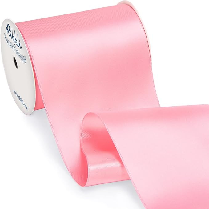 Ribbli Pink Satin Ribbon 4 Inch Wide Pink Ribbon for Wedding Chair Sash Grand Opening Ceremony Bi... | Amazon (US)