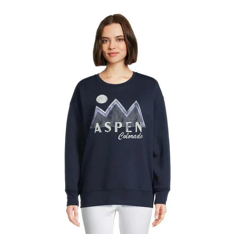Time and Tru Women's Destination Graphic Sweatshirt with Long Sleeves, Sizes S-XXXL | Walmart (US)