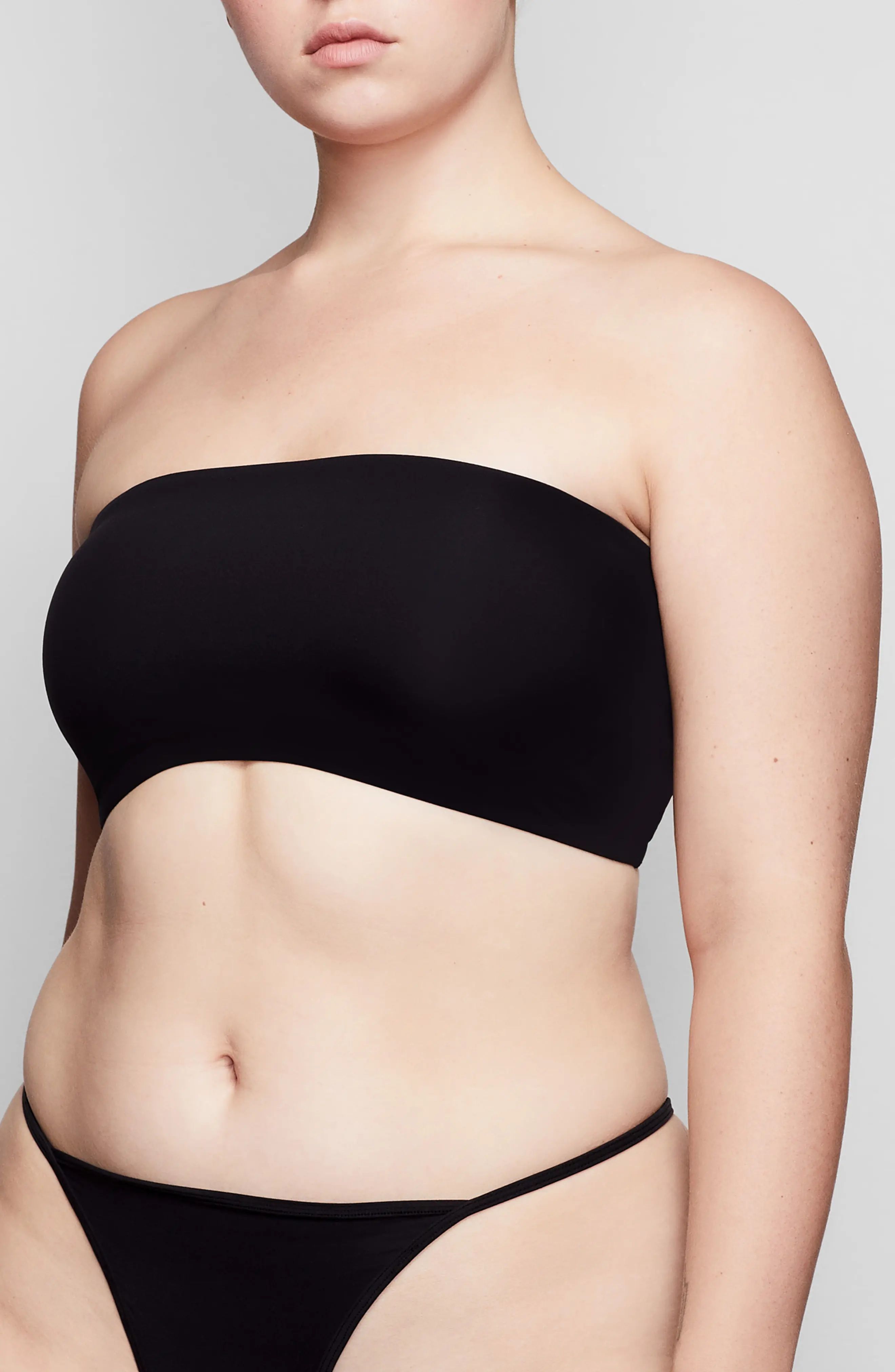 SKIMS Fits Everybody Bandeau Bralette, Size 4 X in Onyx at Nordstrom | Nordstrom