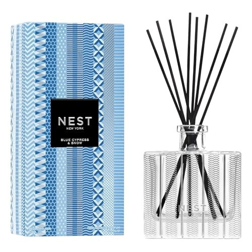 NEST New York Reed Diffuser, Blue Cypress & Snow - 5.9 fl oz - Fragrance for Up to 90 Days - Reusable, Refillable Glass Holder - Includes 8 All-Natural Reed Sticks - Flame Free | Amazon (US)