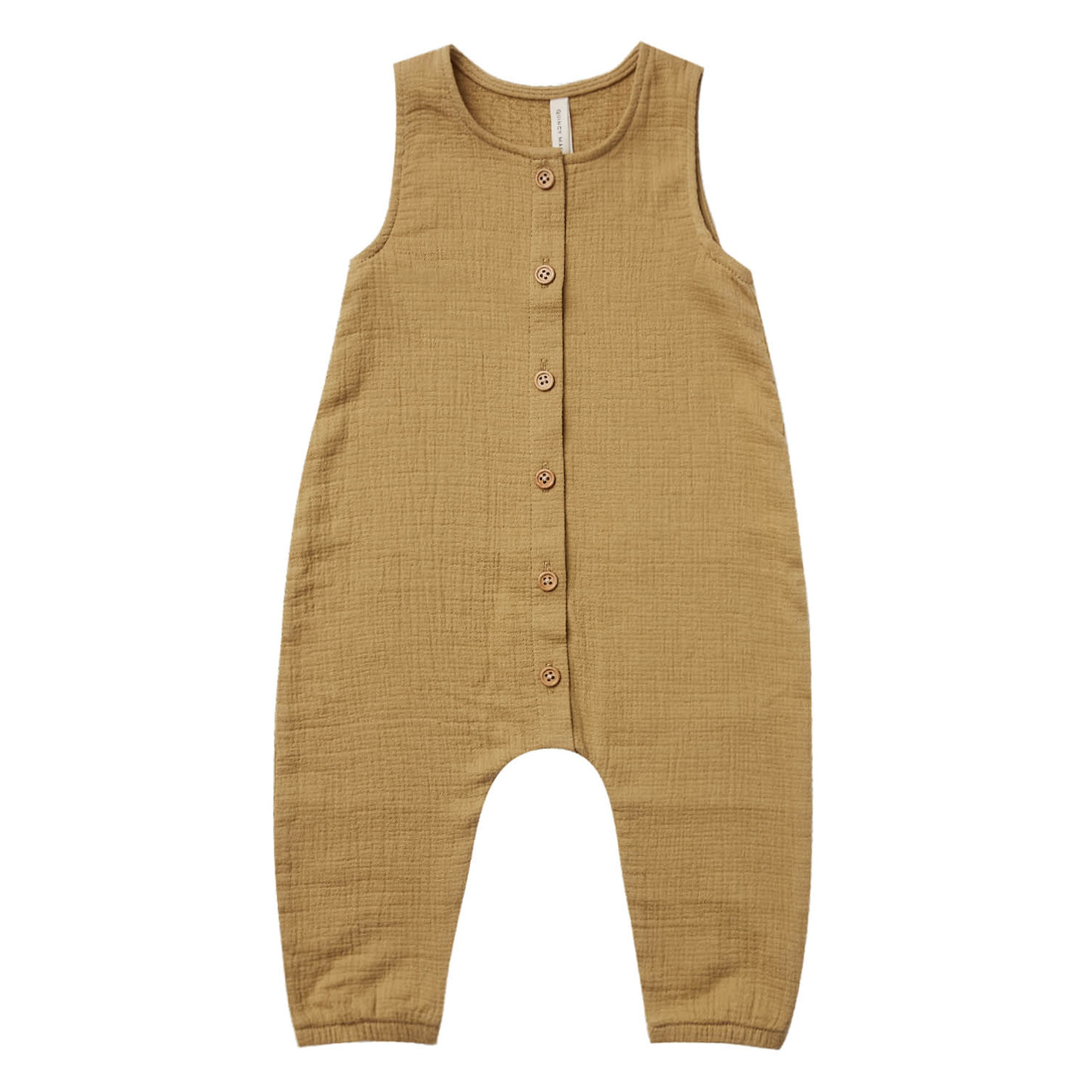 Woven Button Jumpsuit, Gold | SpearmintLOVE