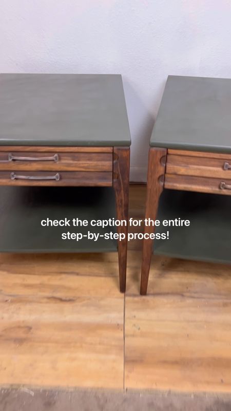 You really want to make money as a furniture flipper?? Get into content creation too! You can obviously see from the video how that was a bulk of where my profit for this piece came from. If you're going to do the work, you might as well film it! 

Here's the step-by-step for these cute little nightstands!
+ got these cute little vintage Mersman nightstands from facebook marketplace for $40 total!
+ clean with rustoleum krud kutter & a rag
+ scuff sand with my  surfprepsanding 3x4 electric ray. I used 100 grit throughout. Since the tops were laminate, I made sure to scuff until all the shiny-ness was removed! 
+ fully sanded the wooden parts of this dresser (legs & drawers) with 120 grit
+ i painted the piece in Andrion by sherwin williams ... the perfect military green color! 
+ stained the wood accents in Provincial by minwax usa
+ sealed everything with an aerosol water-based polyurethane by behr paint


#diy #tutorial #furnitureflip #refinishedfurnituretour #flippingfurniture #competition #contest #LTKDIY

#LTKhome #LTKFind #LTKunder50