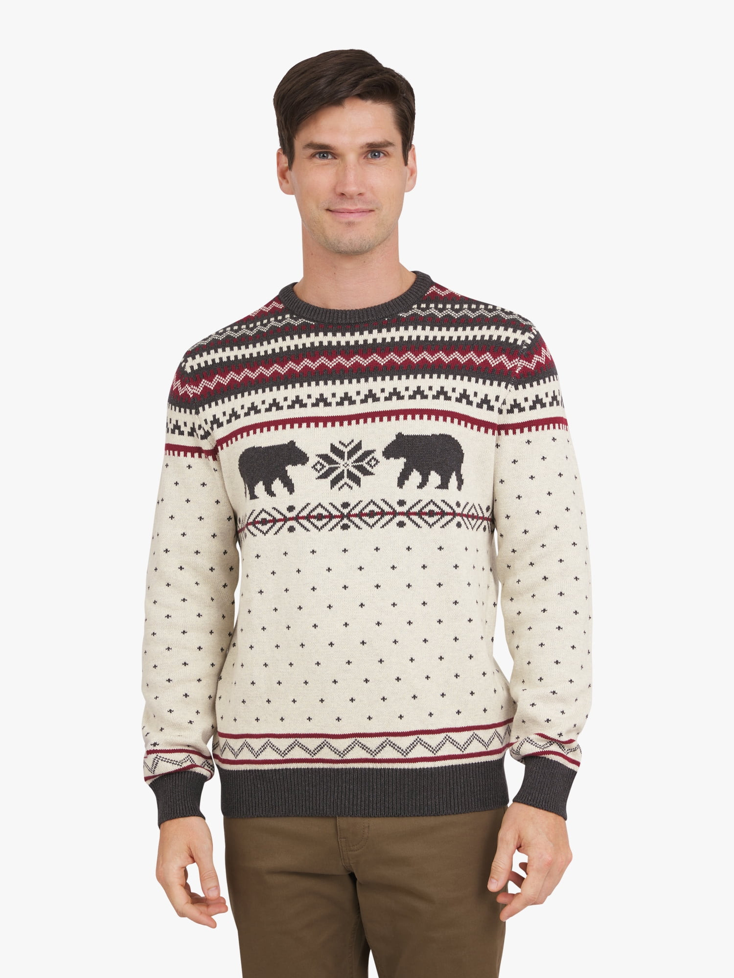 Chaps Men's & Big Men's Cotton Holiday Fairisle Crewneck Sweater, Sizes S-3XL | Walmart (US)
