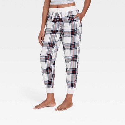 Women&#39;s Perfectly Cozy Flannel Jogger Pajama Pants - Stars Above&#8482; White S | Target