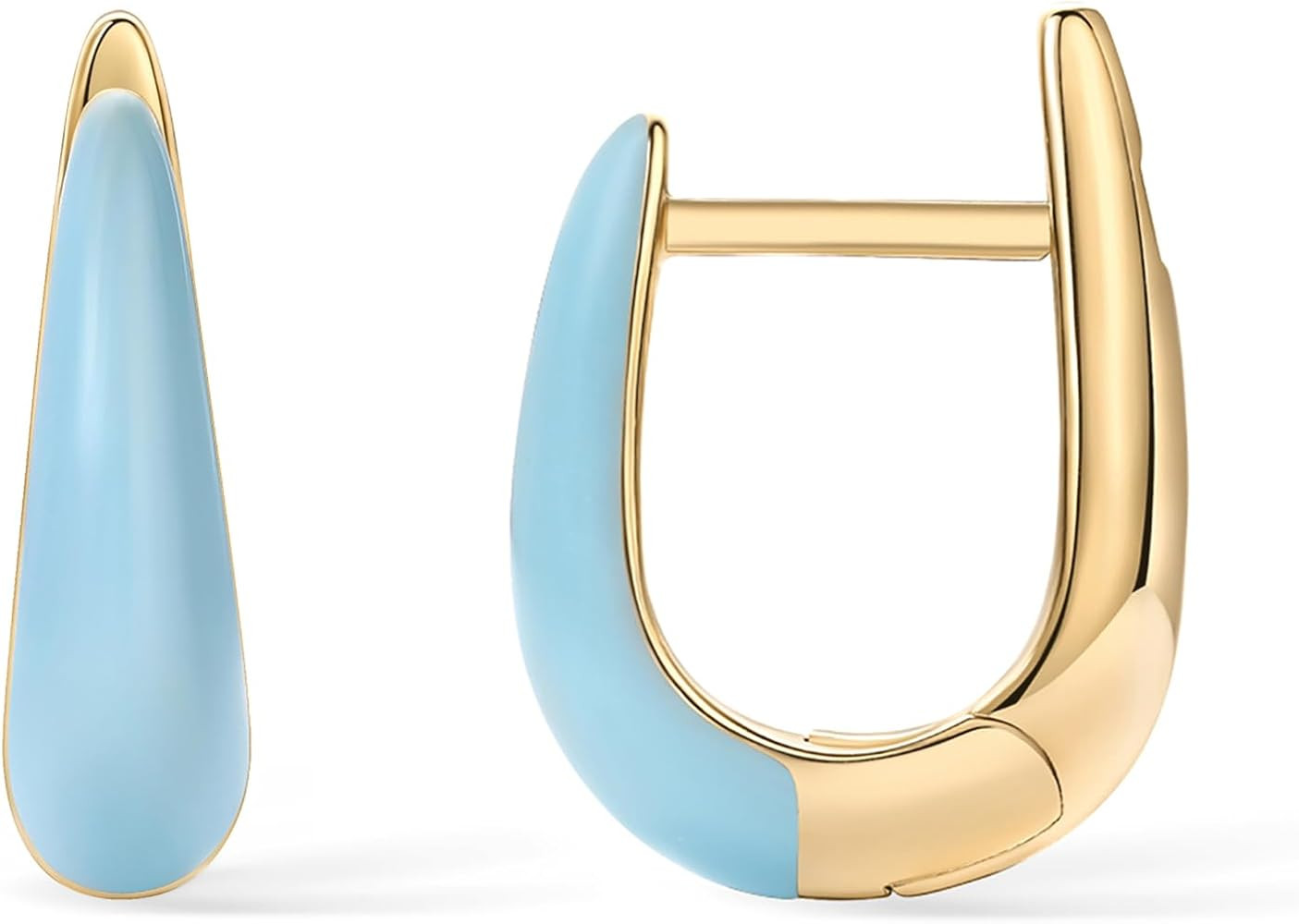 PAVOI 14K Gold Plated Sterling Silver Post Earrings for Women - Colored Enamel Cubic Zirconia Hug... | Amazon (US)