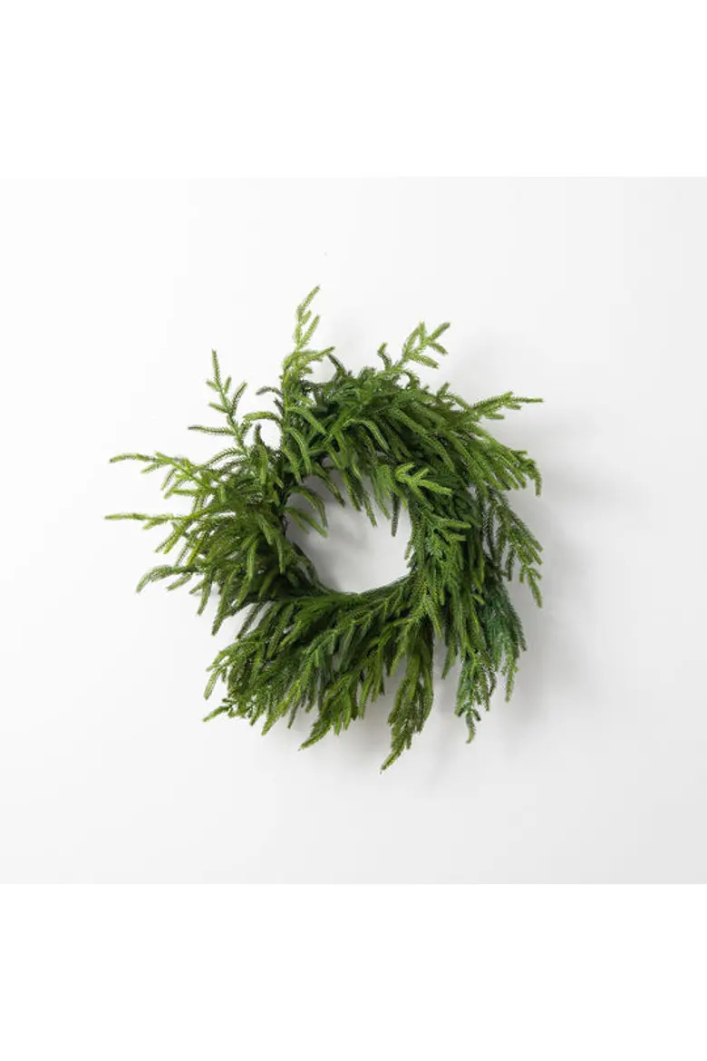 Darby Creek Trading Real Touch Norfolk Pine Front Door Christmas Holiday Winter Wreath in Green 16"" at Nordstrom | Nordstrom
