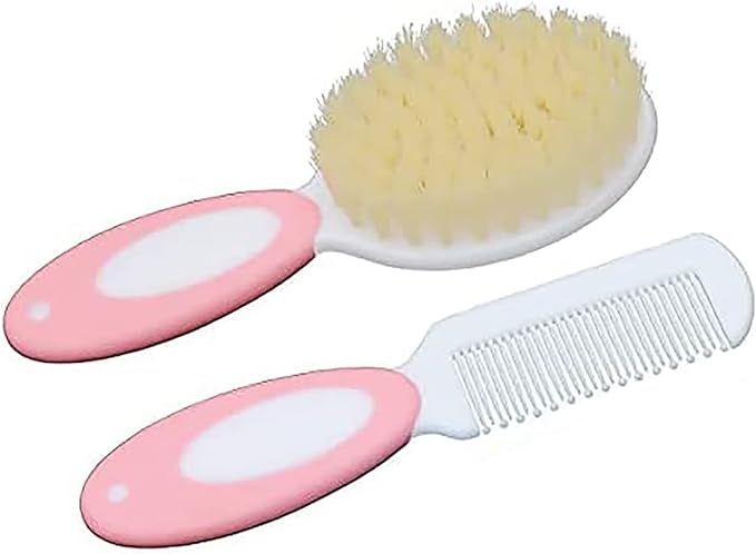 Baby Hair Brush and Comb Set, Baby Brush with Soft Natural Bristles | Amazon (US)