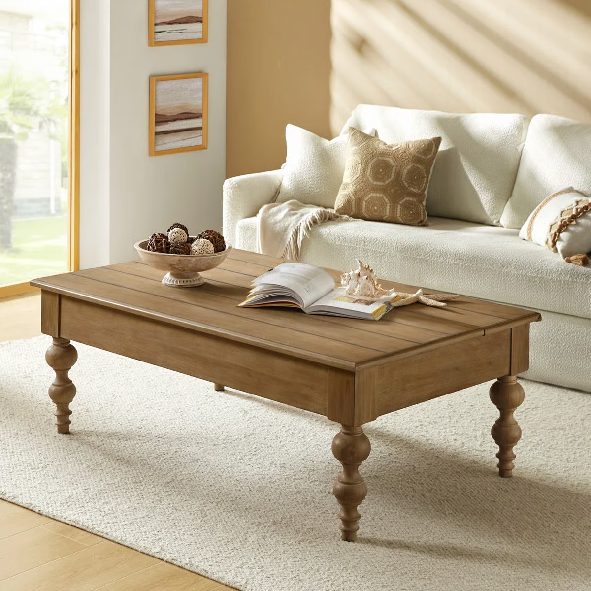Lark Manor™ Aristidh 52"W Solid Wood Base Rectangular Lift Top Coffee Table with Storage Shelf ... | Wayfair North America