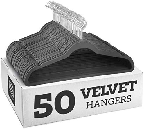 Amazon.com: ZOBER Premium Quality Space Saving Velvet Hangers Strong and Durable Hold Up to 10 Lb... | Amazon (US)