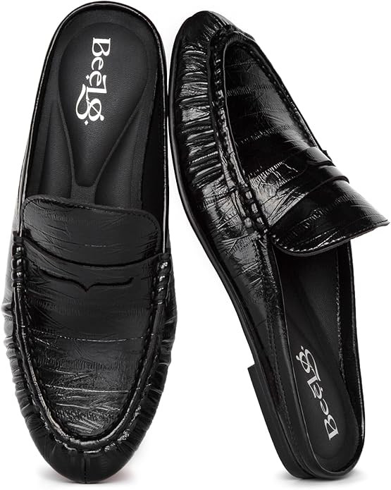 Penny Mule Loafers for Women Slip-On Flat Mules Slides Loafer Dressy Comfort Casual Shoes | Amazon (US)