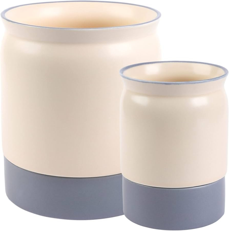 BLUE GINKGO Kitchen Utensil Holders - Set of 2 Ceramic Utensil Organizers | Large Utensil Holder,... | Amazon (US)