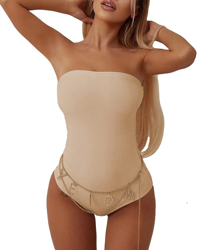 LINMON Women's Sexy Strapless Bodysuit Off Shoulder Sleeveless Leotard Stretchy Solid Skinny Basi... | Amazon (US)