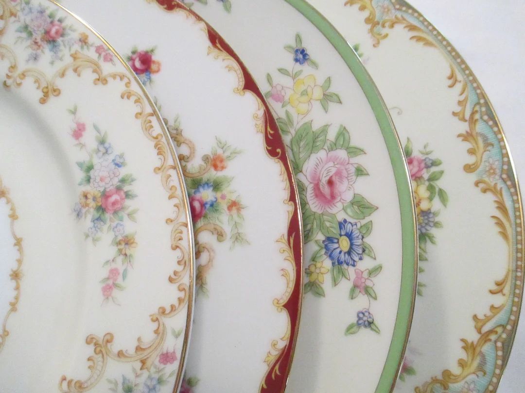 Vintage Mismatched China Dinner Plates Holidays Birthday - Etsy | Etsy (US)