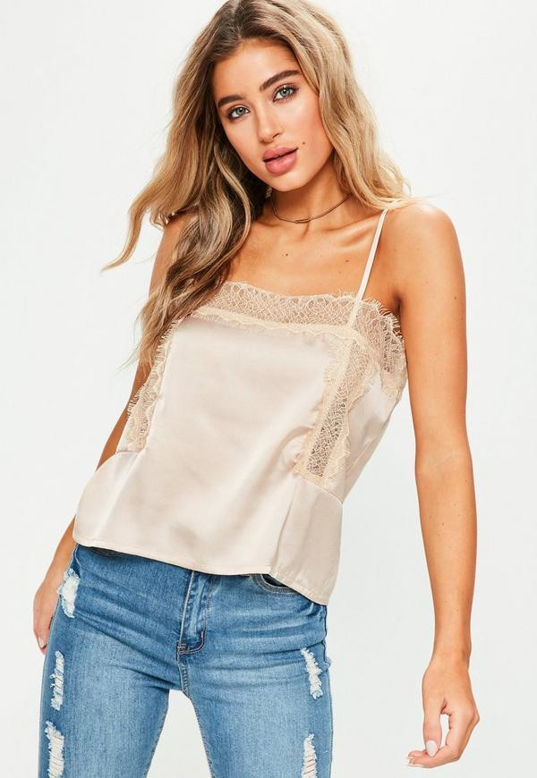 Nude Lace Insert Cami Crop Top | Missguided (US & CA)