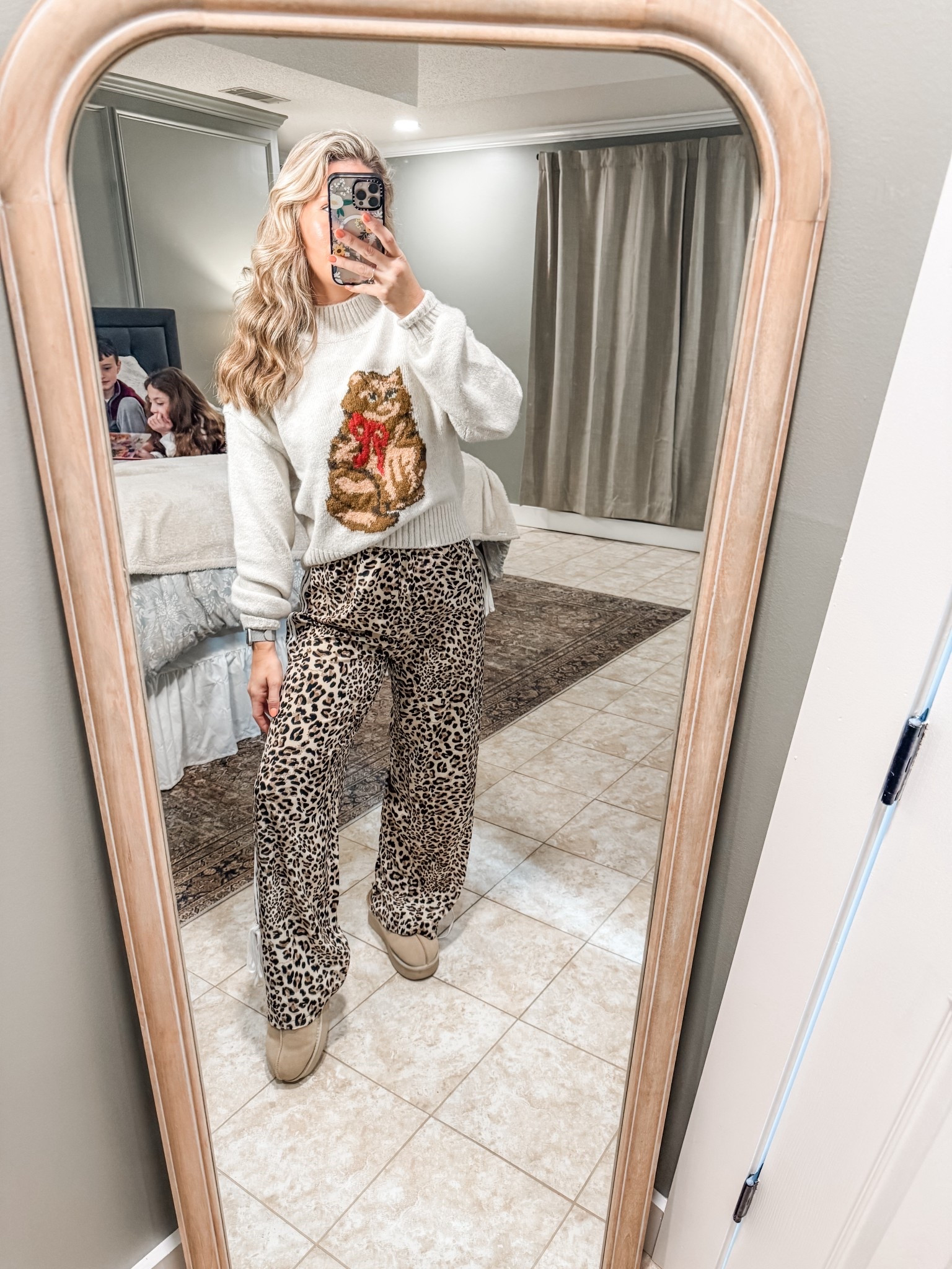 The cutest little cat sweater there ever was 🫶🏼 I’m not approved by Amazon on here yet, but you can shop the pants in my storefront (link in bio on all social media accounts)  

#LTKgrwm #LTKootd #LTKmomlife