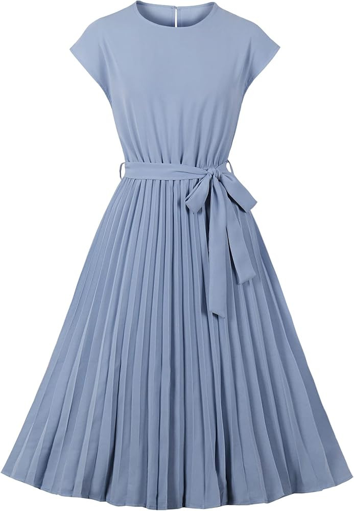 Wellwits Women's Pleated 40s 50s Vintage Dress | Amazon (US)