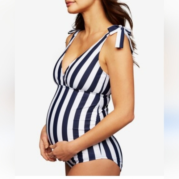 A Pea in the Pod Maternity One piece striped Swimsuit Sz-S | Poshmark
