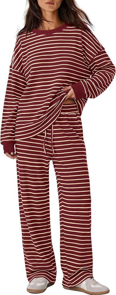 Yanekop Womens Matching Lounge Sets Two Piece Striped Set Fall Outfits | Amazon (US)