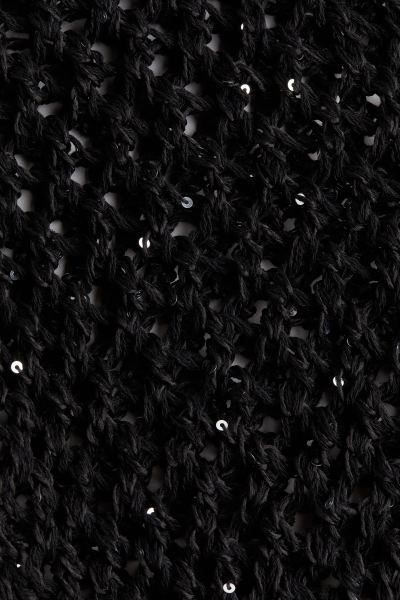 Hole-knit Tank Top - Low-cut Neckline - Sleeveless - Black - Ladies | H&M US | H&M (US + CA)