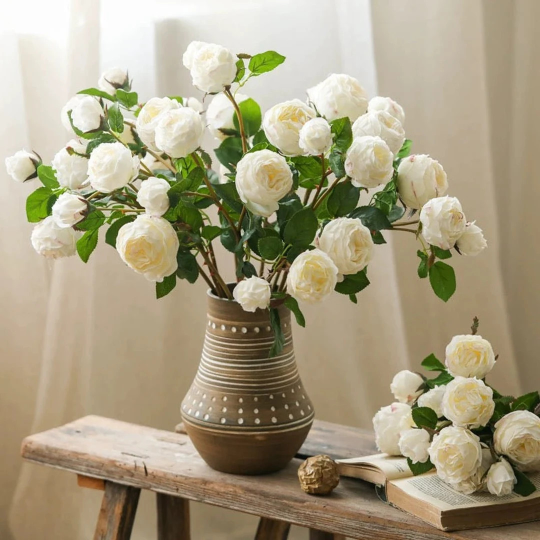 White Cabbage Rose Stem 20.8 Tall - Etsy | Etsy (US)