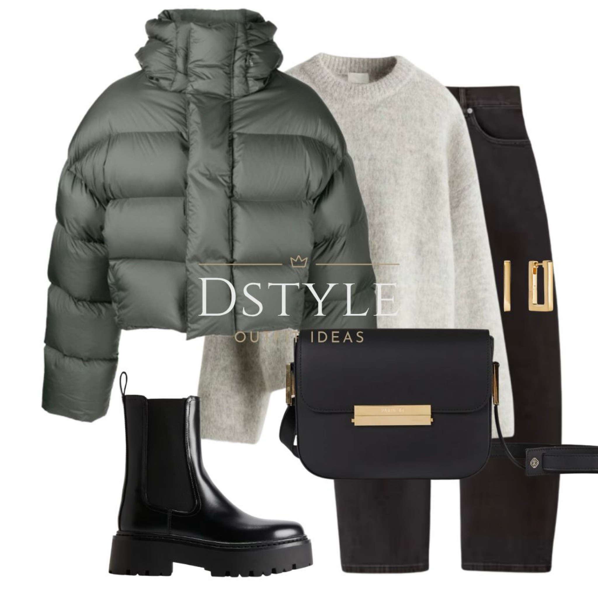 Green quilted puffer jacket, light grey marl oversized mohair-blend jumper/ sweater, washed black curve jeans, black chelsea boots, black leather bag

#LTKSeasonal #LTKItBag #LTKStyleTip