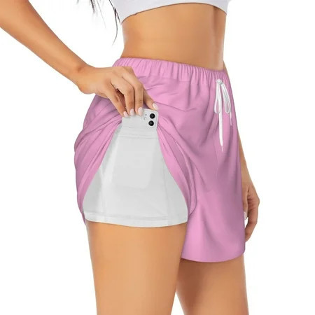 Salelf Pink Women s Athletic Shorts with Liner Running Workout Shorts for Women Shorts Gym Yoga Shorts with Pockets | Walmart (US)
