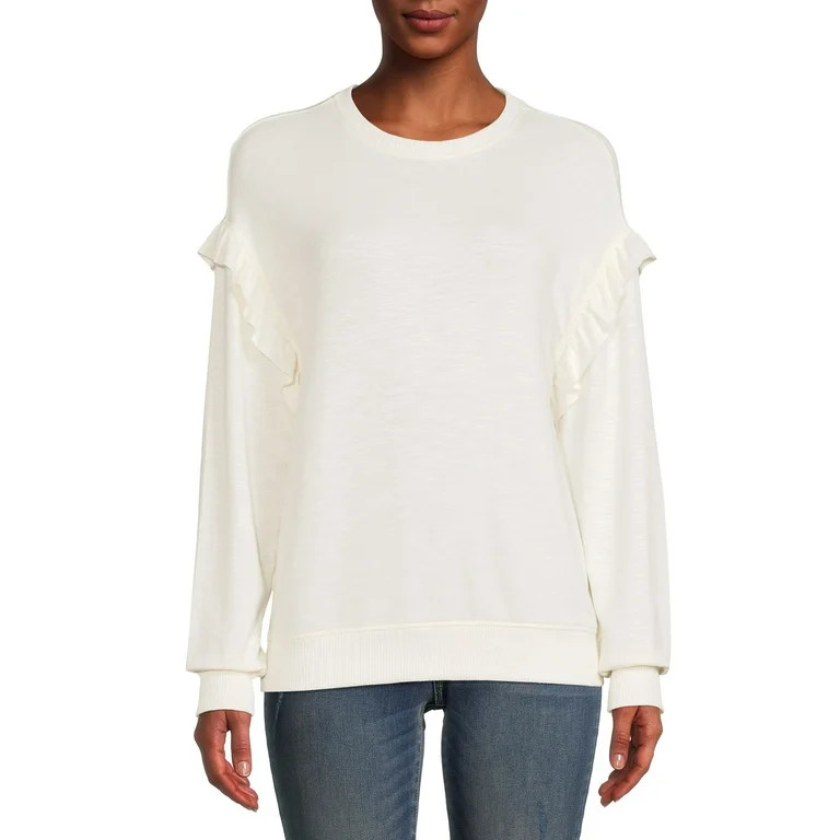 Time and Tru Women's Ruffle Pullover Sweatshirt | Walmart (US)