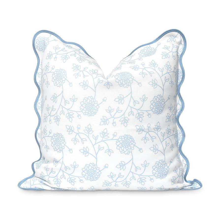 Hofdeco Premium Coastal Patio Indoor Outdoor Scalloped Throw Pillow Cover Only, 20"x20" Water Rep... | Amazon (US)