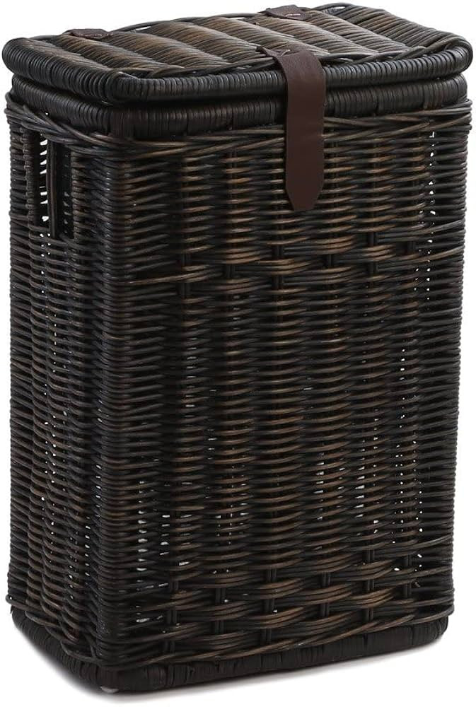 The Basket Lady Wicker Kitchen Trash Basket with Metal Liner, 16 in L x 10.5 in W x 24 in H, Anti... | Amazon (US)