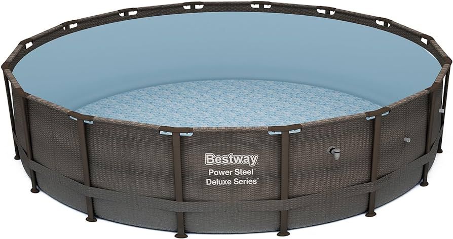 Bestway Power Steel 14’ x 42” Round Above Ground Outdoor Backyard Swimming Pool Set with 680 ... | Amazon (US)